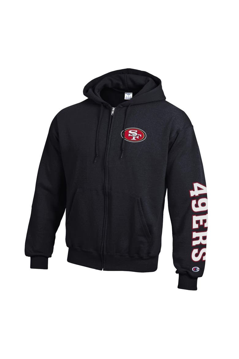 Men's Champion  Black San Francisco 49ers Powerblend Fleece Full-Zip Hoodie, Alternate, color, Black