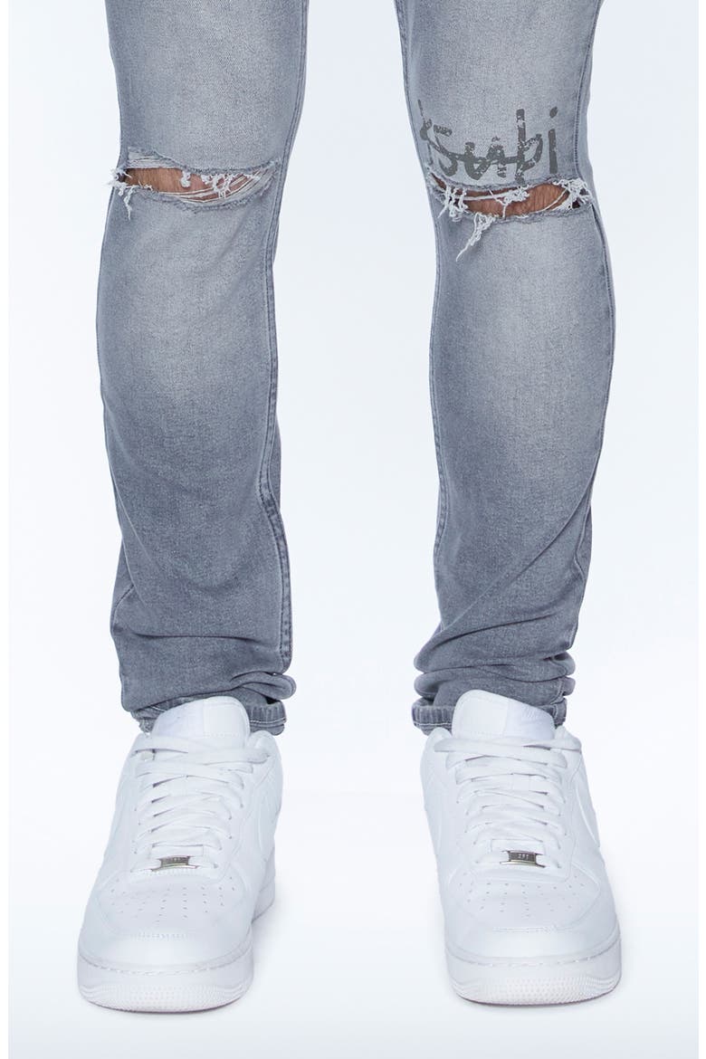 Van Winkle Thrifted Ripped Skinny Jeans, Alternate, color, GREY