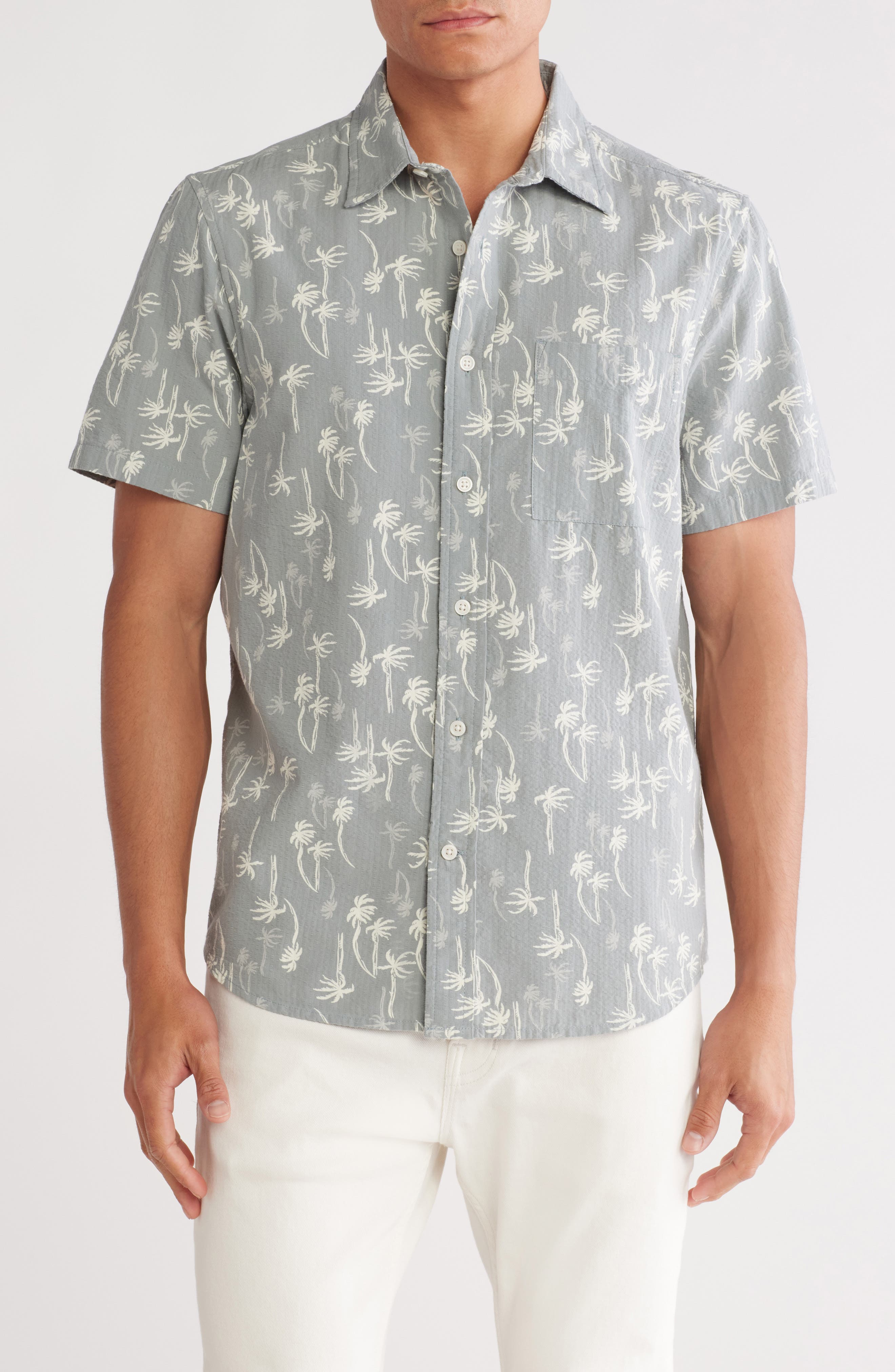 14th & Union Seersucker Short Sleeve Cotton Button-Up Shirt