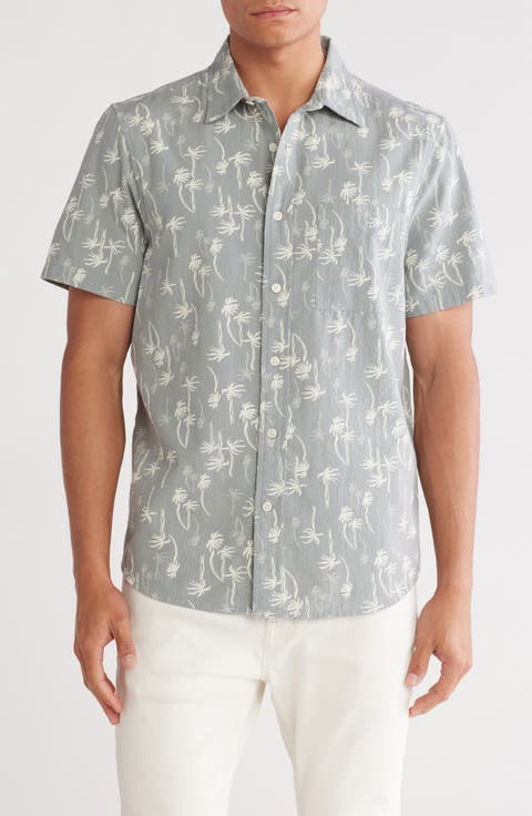 Seersucker Short Sleeve Cotton Button-Up Shirt