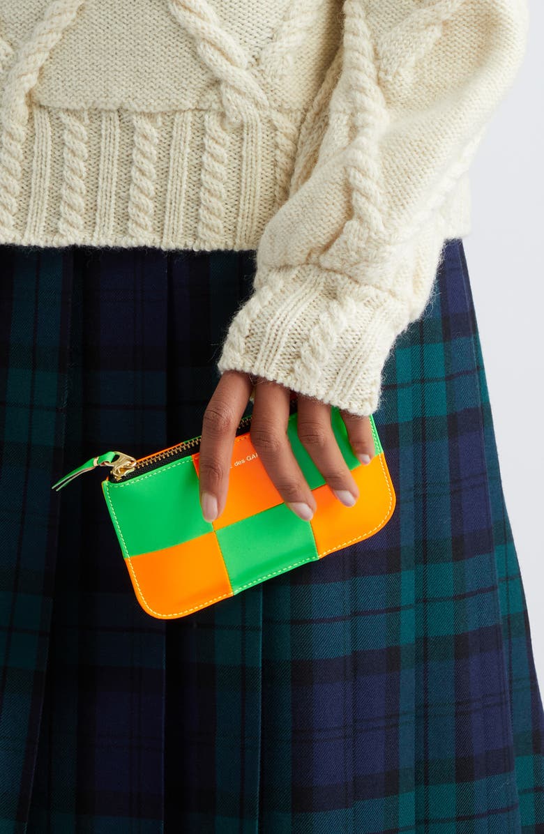 Comme des Garçons Wallets Small Fluo Squares Leather Pouch, Alternate, color,