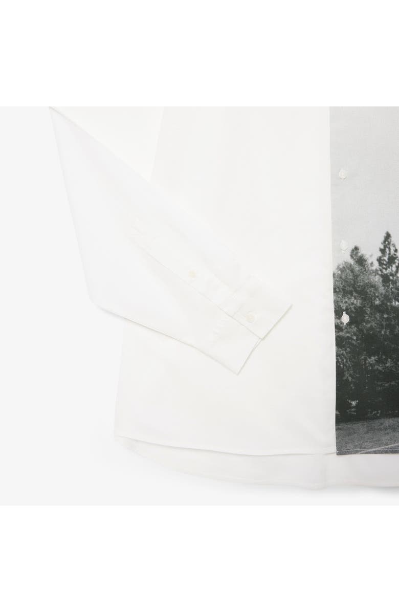 Lacoste Relaxed Fit Photo Graphic Button-Up Shirt, Alternate, color, Flour