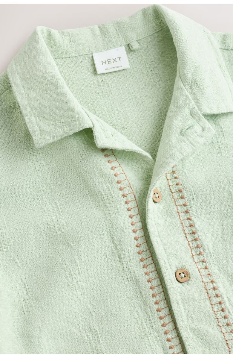 NEXT Kids' Textured Safari Button-Up Shirt, Alternate, color, Green