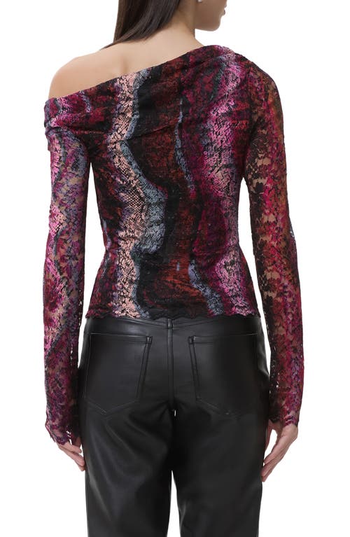 Afrm Barry One-shoulder Lace Top In Brown