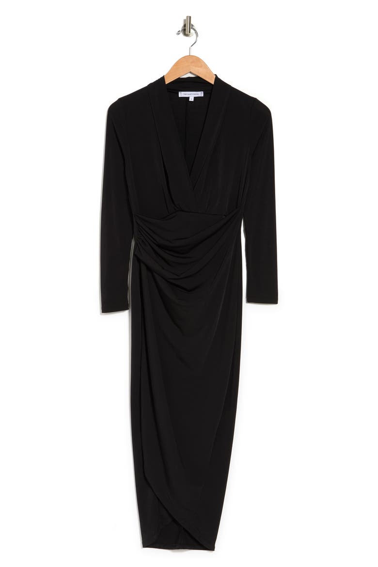 Long Sleeve Asymmetrical Dress, Alternate, color, BLACK