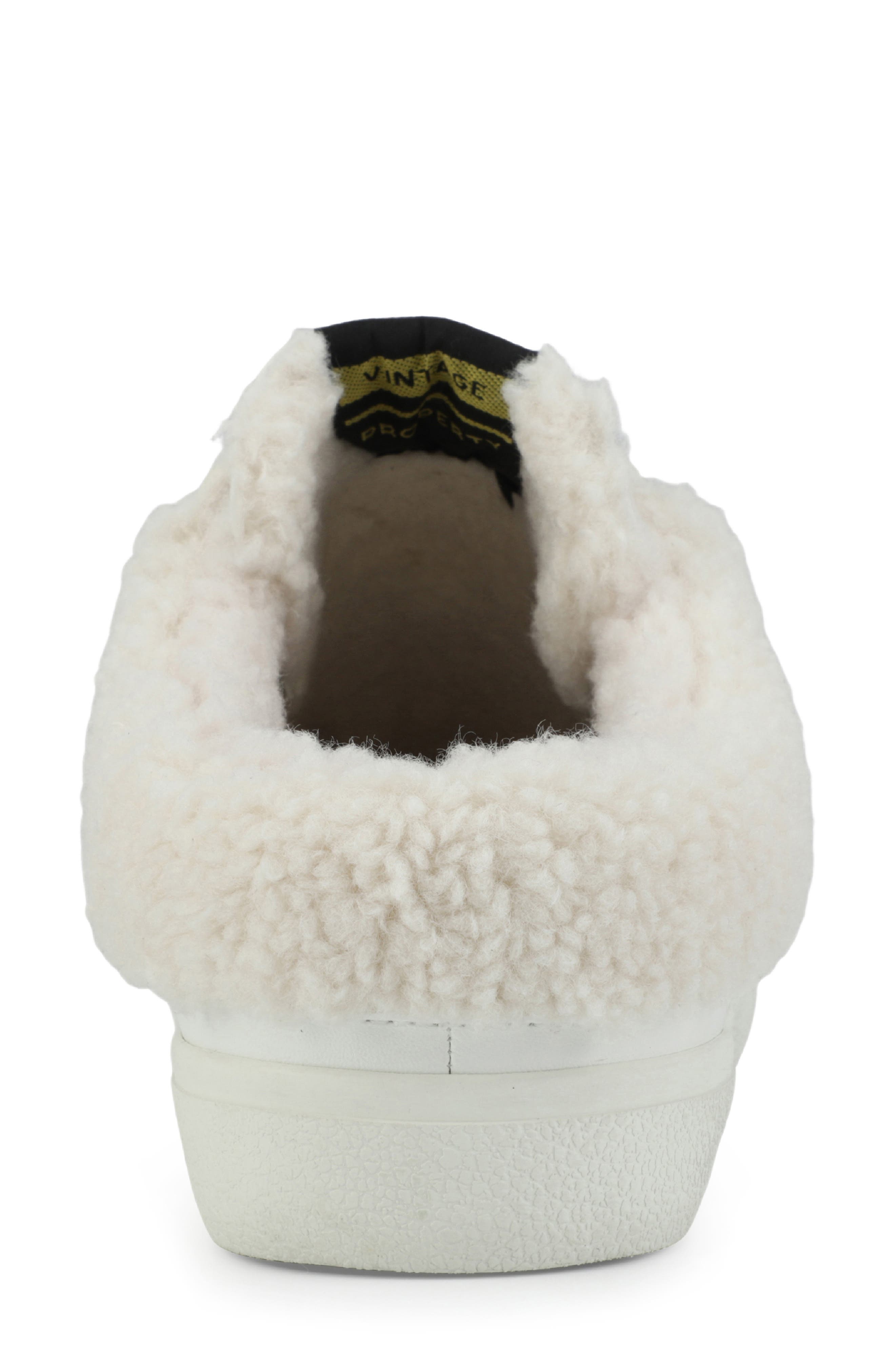 Star Faux Fur Lined Sneaker Mule, Alternate, color, WHITE