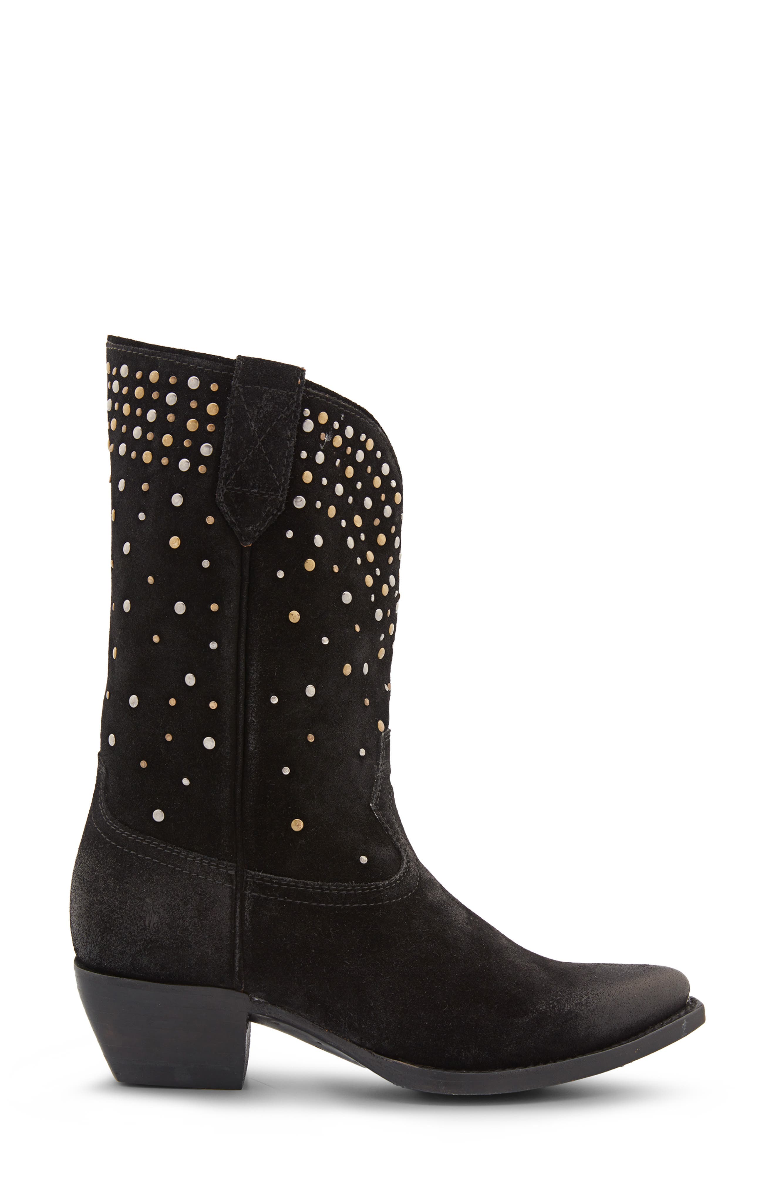 Frye Sacha Stud Western Boot, Alternate, color, Blac