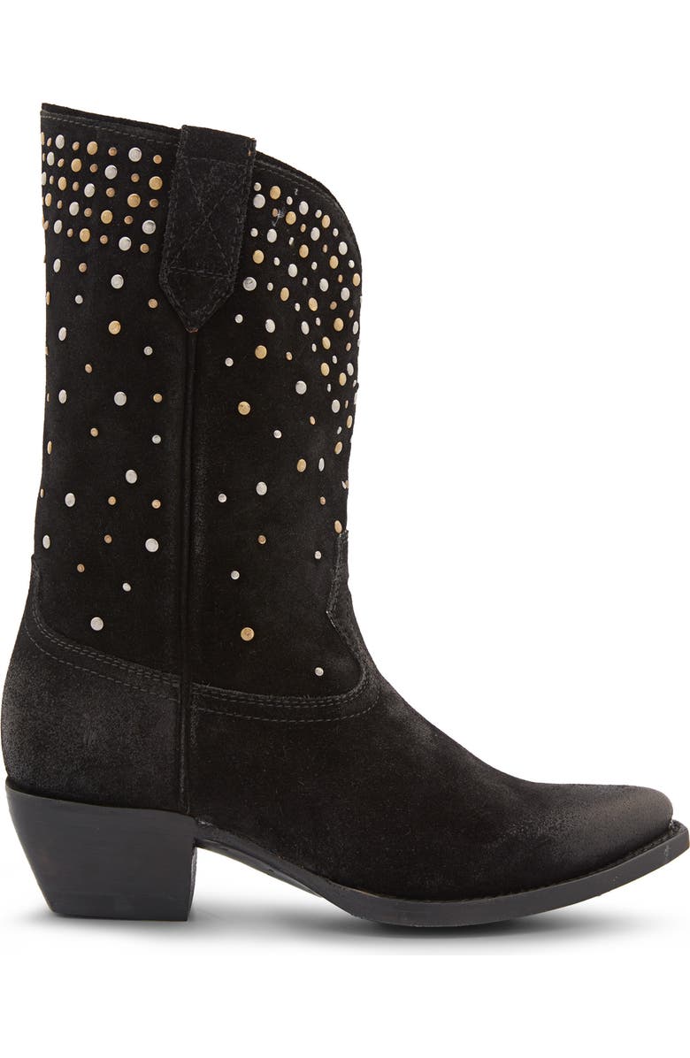 Frye Sacha Stud Western Boot, Alternate, color, Blac