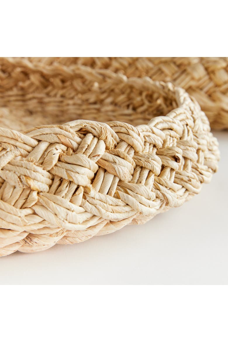 Abaca French Braided Round Decorative Trays Set of 2, Alternate, color, Beige