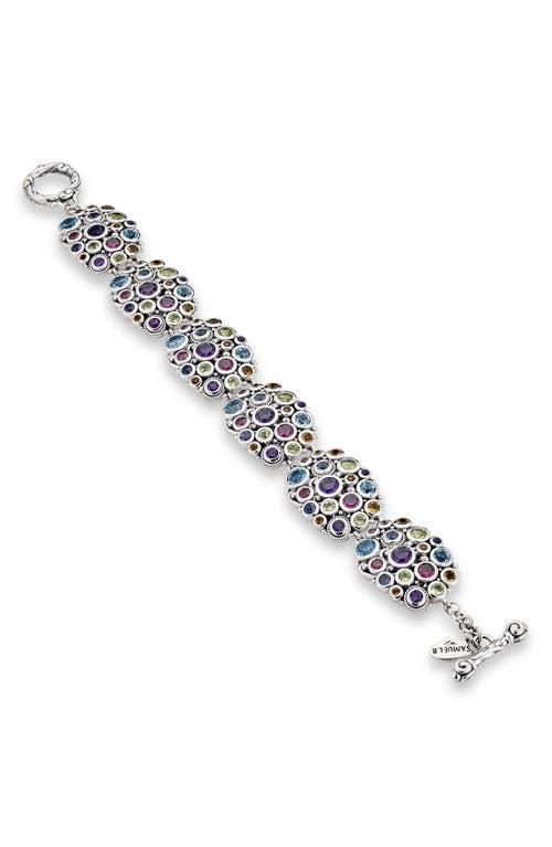 Samuel B. Sterling Silver Gemstone Cluster Link Bracelet In Silver Multi