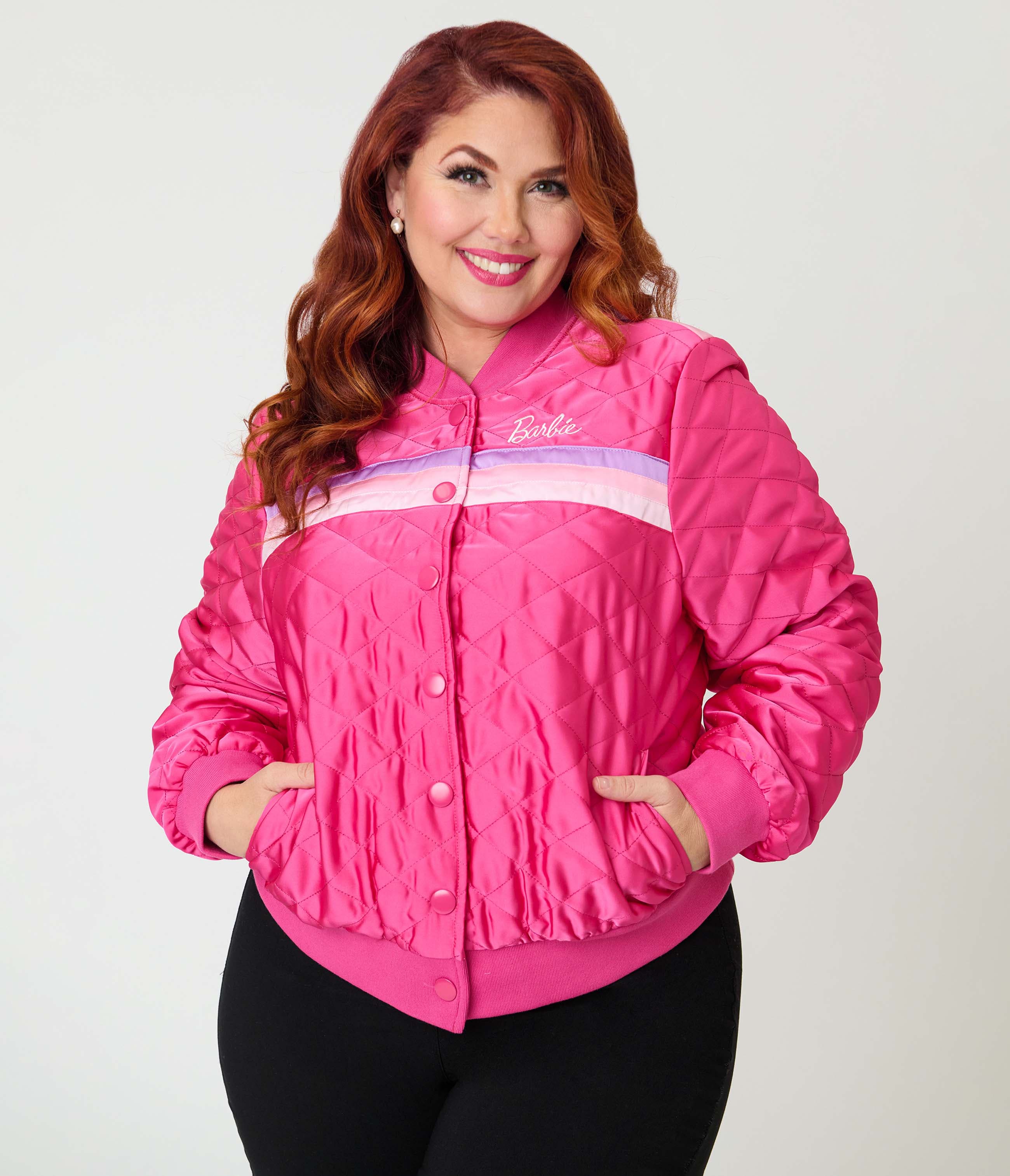 selected Pink Stripe Embroidered