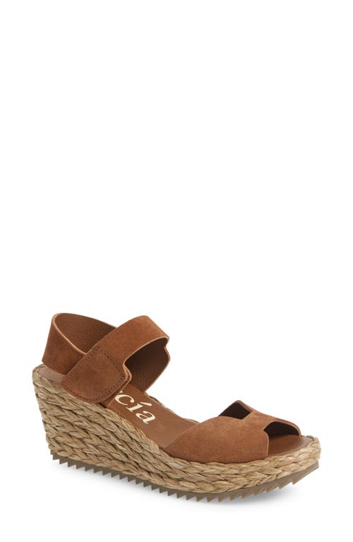 Shop Pedro Garcia Fama Ankle Strap Wedge Sandal In Hazelnut Castoro