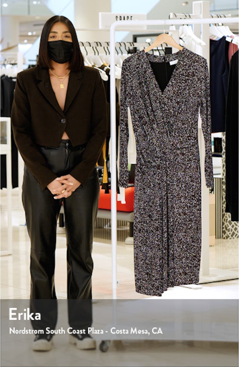 Exandria Print Knot Front Long Sleeve Midi Dress, sales video thumbnail