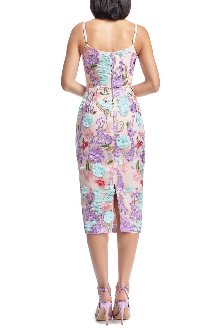 Blakely Floral Embroidered Body-Con Cocktail Midi Dress, Alternate, color, BLUSH MULTI