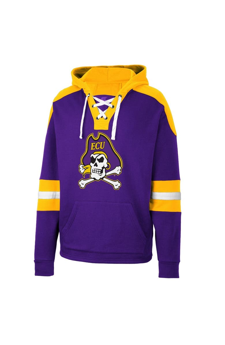 COLOSSEUM Men's Colosseum Purple ECU Pirates Lace-Up 4.0 Pullover Hoodie, Alternate, color,