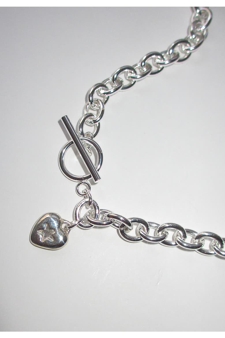 Mini Star Heart Chain Choker, Main, color, Silver