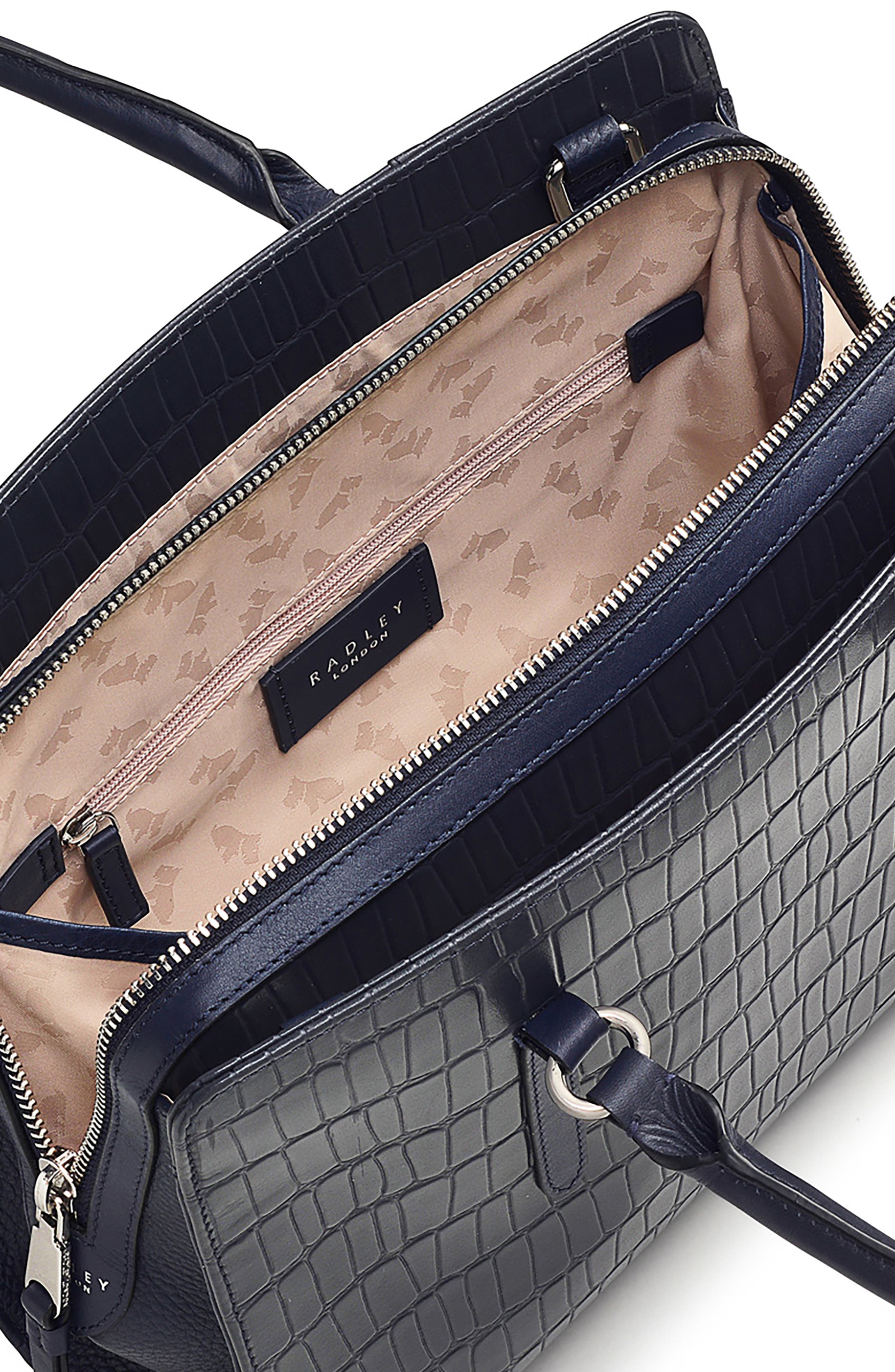 Radley Angel Lange Croc Embossed Leather Tote Bag, Alternate, color, Ink