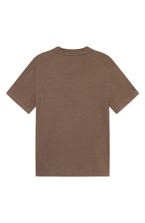 Les Deux Emmanuel Linen & Cotton Johnny Collar Polo In Brown