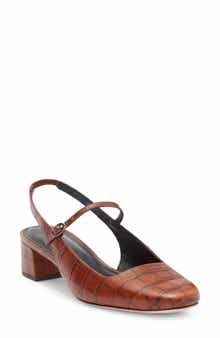 Maddox Croc Embossed Leather Slingback Pump