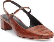 Reformation Maddox Croc Embossed Leather Slingback Pump