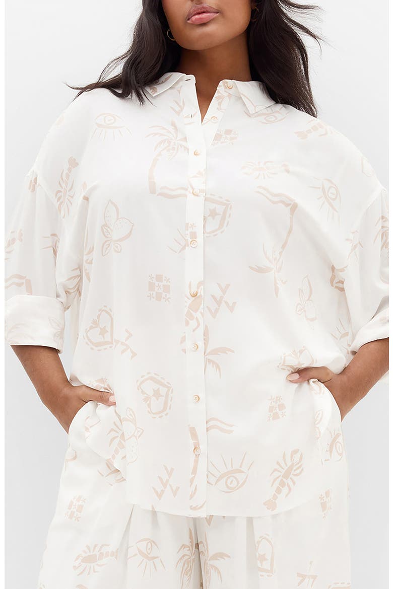 Alessia Print Shirt, Main, color, STONE CONVERSATIONAL