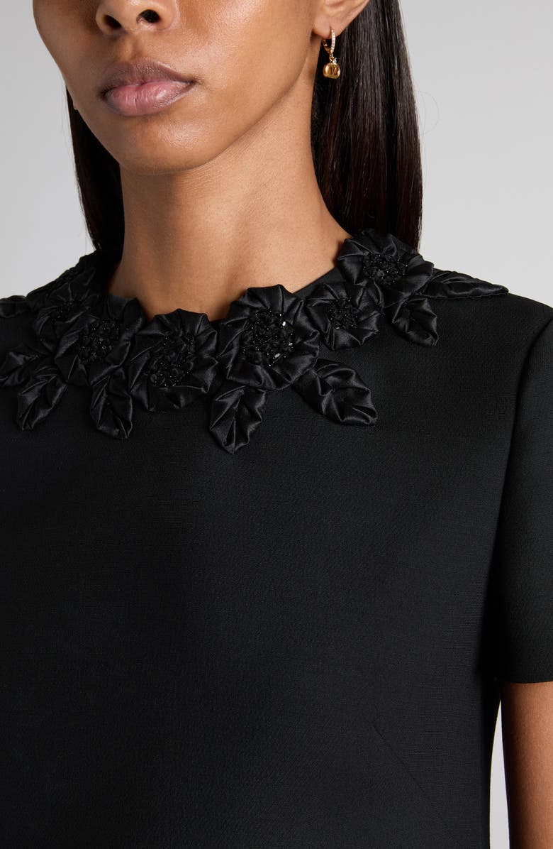 Valentino Embroidered Shift Dress, Alternate, color, Black