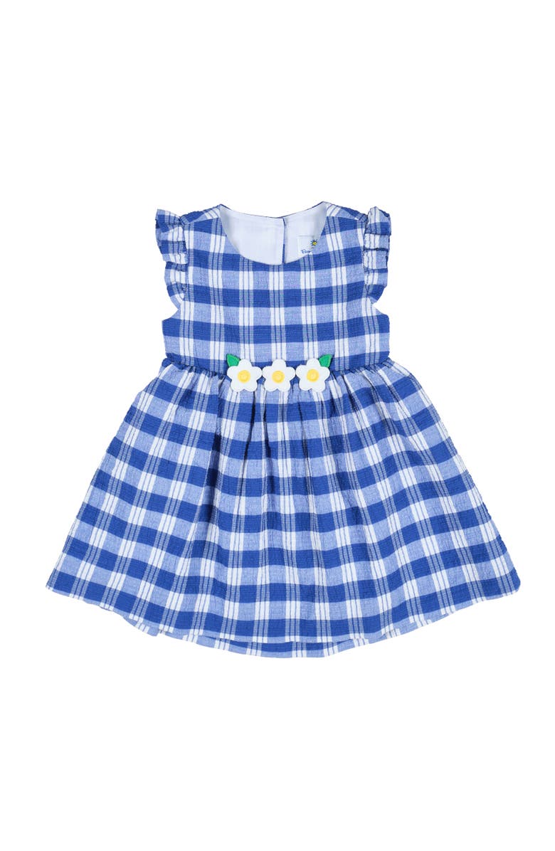 Florence Eiseman Plaid Seersucker Dress With Flowers, Main, color, Blue / White