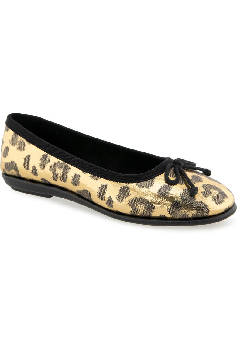 Aerosoles Homebet Ballet Flat, Main, color, Gold Met Leopard Faux Leather