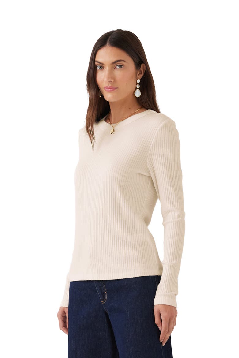 Ribbed Long Sleeve Top, Alternate, color, CREAM