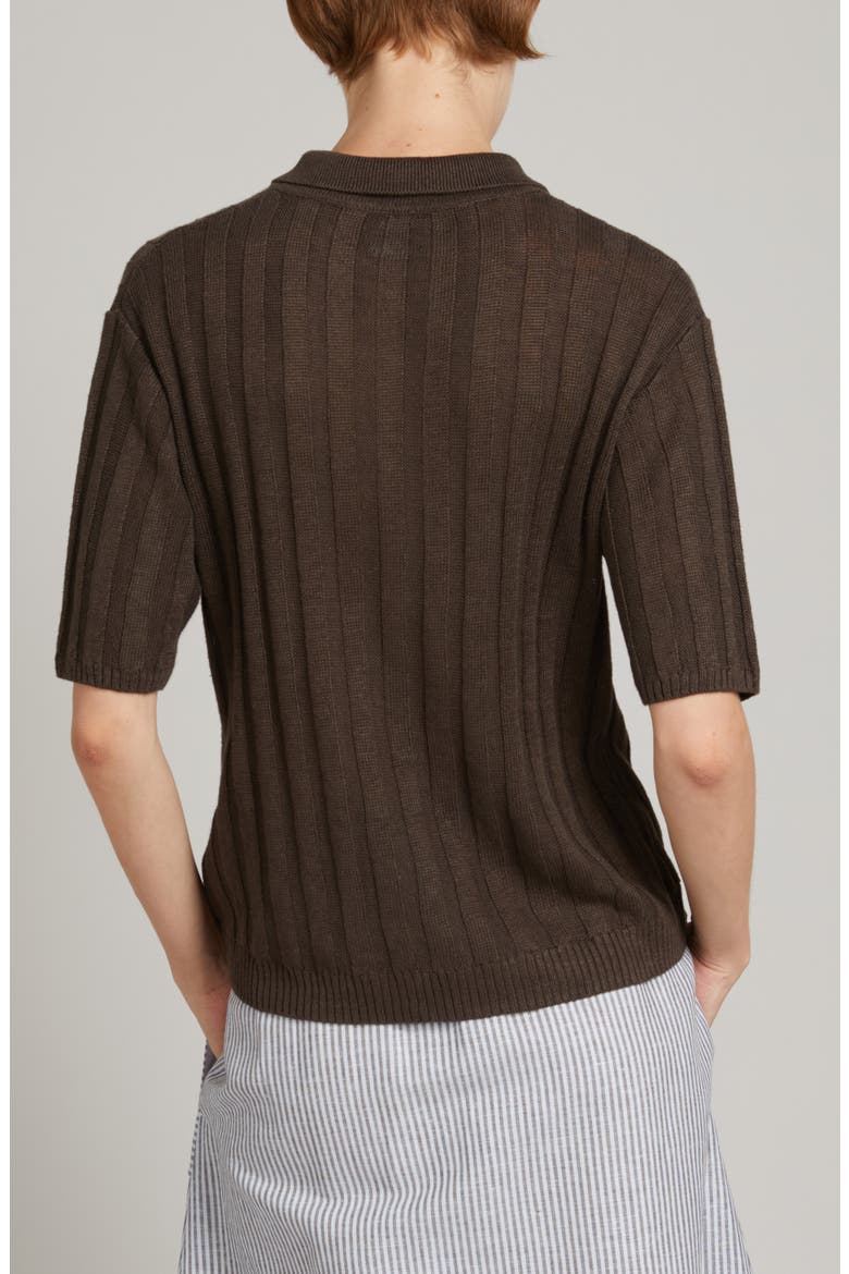 Rivetto Linen Polo, Alternate, color, DARK BROWN