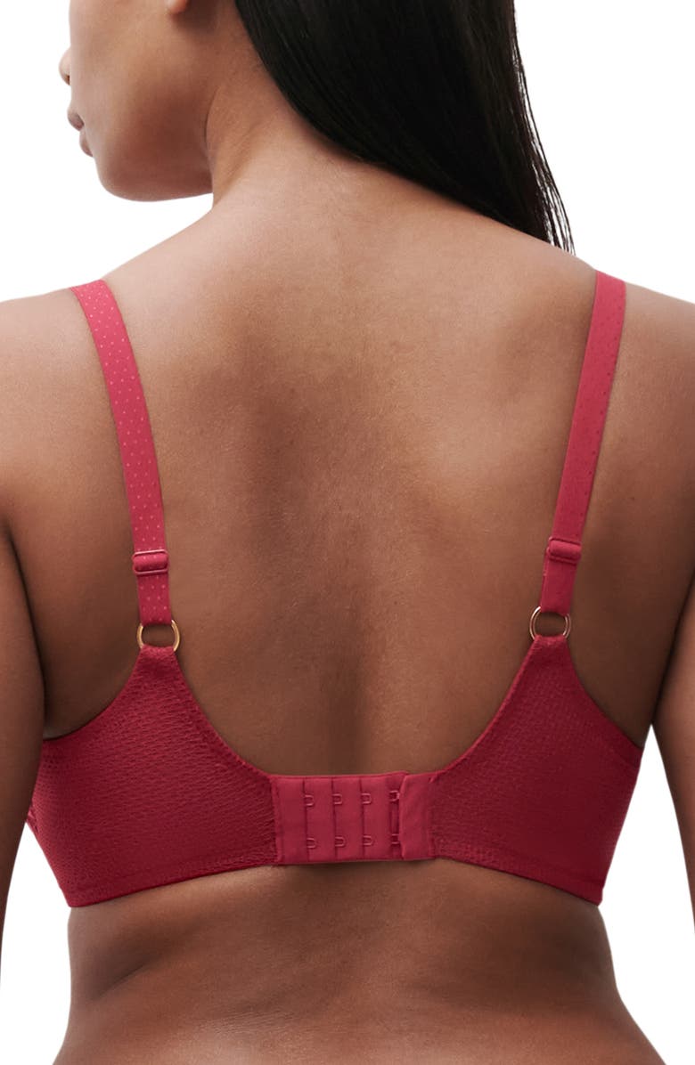 Chantelle Lingerie Fleurs Lace Unlined Underwire Plunge Bra, Alternate, color, Candy Apple Shades