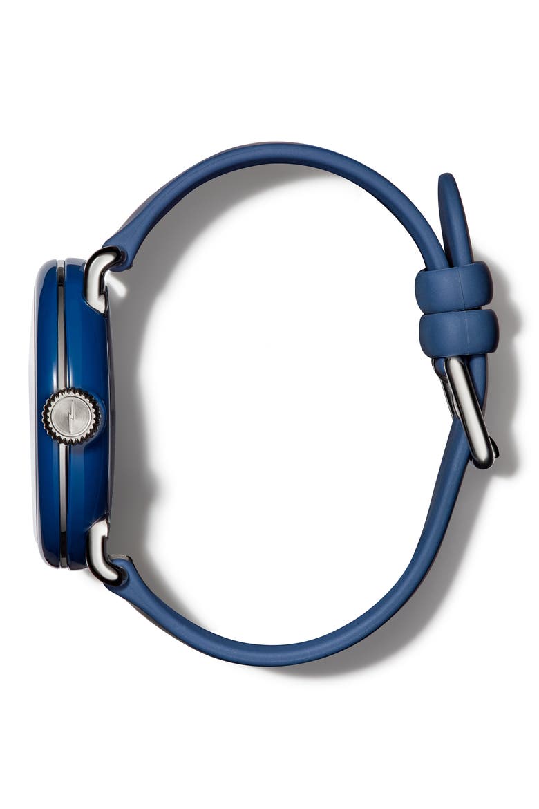 Detrola The Honcho Silicone Strap Watch, 43mm, Alternate, color, NAVY/ YELLOW/ NAVY