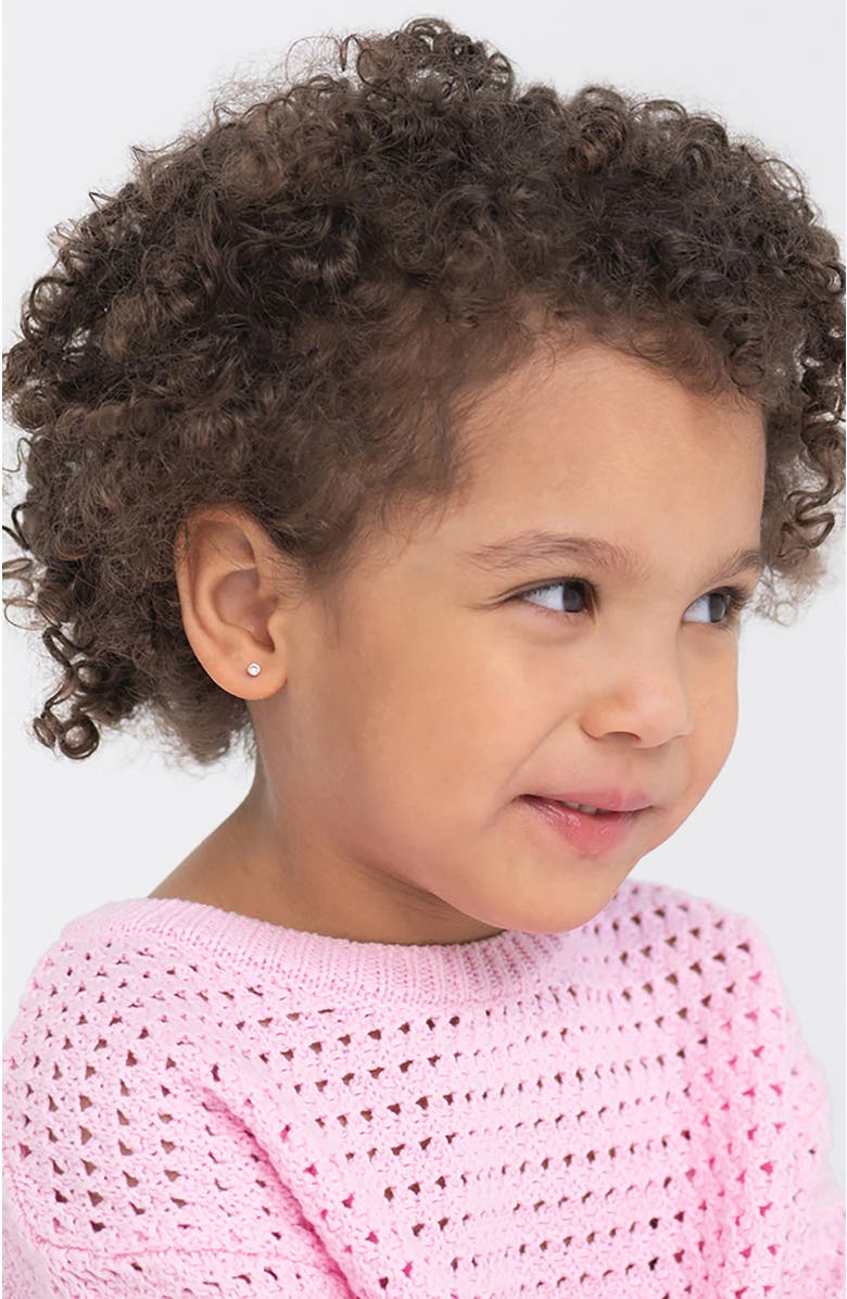 In Season Jewelry 14k Tiny Bezel Cubic Zirconia Earrings, Alternate, color, Gold