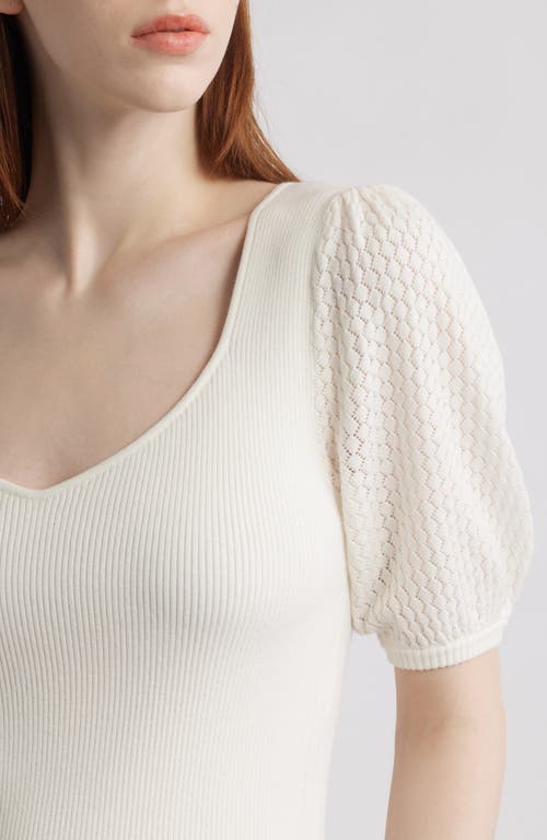 Shop Elie Tahari The Piper Rib Short Sleeve Sweater In Sky White