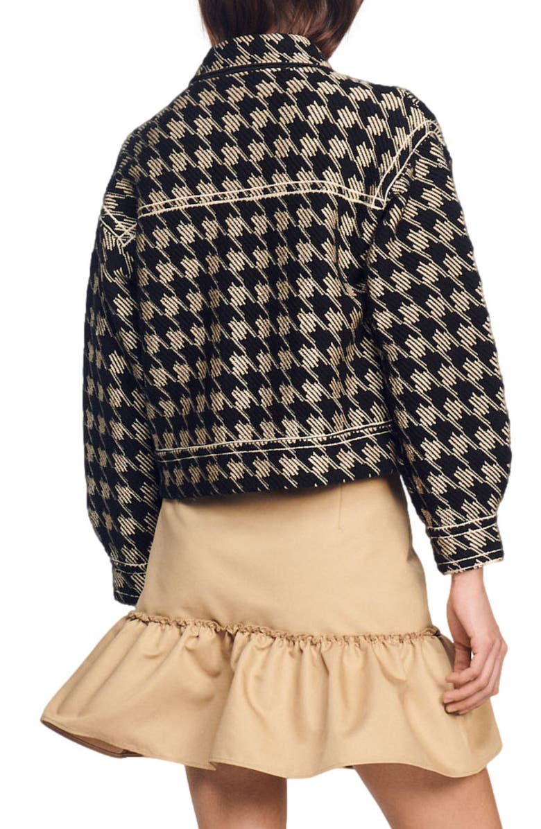 SANDRO Balthazar Houndstooth Cotton Blend Jacket, Alternate, color,
