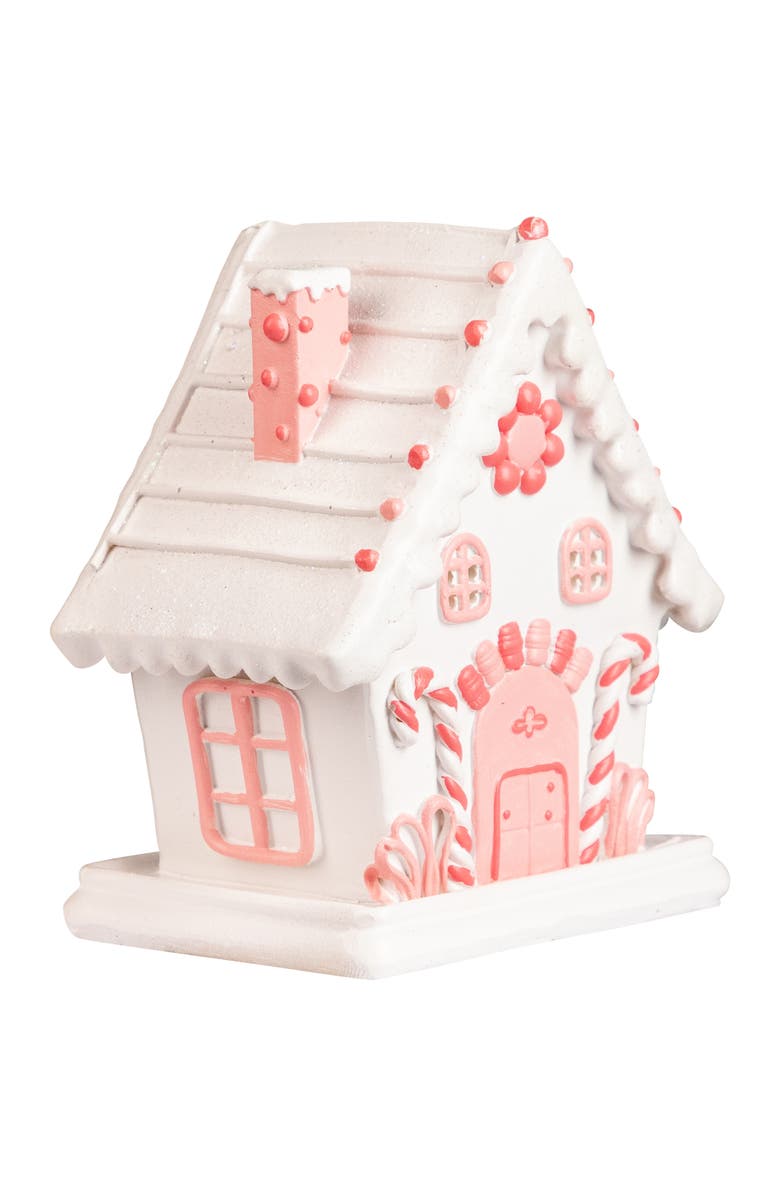Northlight Lighted Glitter Frosted Floral Candy Cane House Christmas Decoration - 5", Alternate, color,