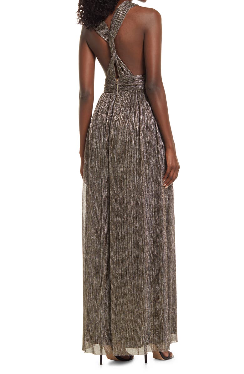 Lulus Looking Radiant Metallic Evening Gown, Alternate, color, 