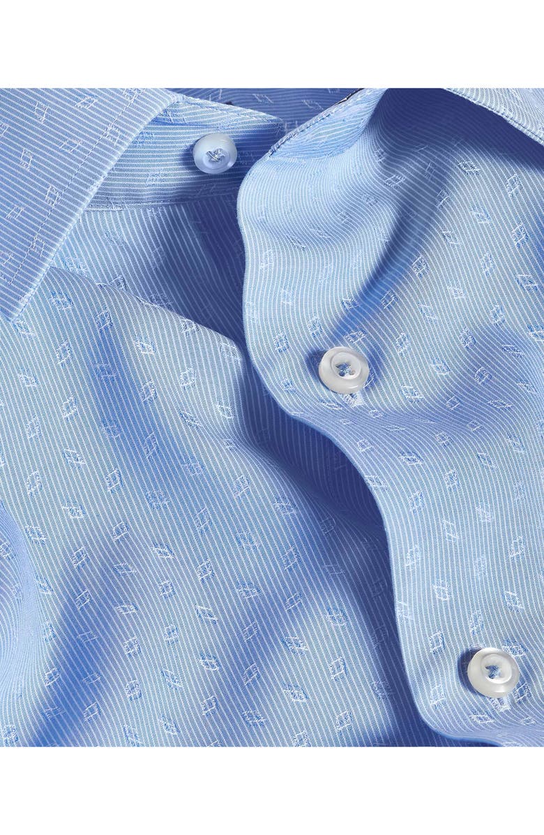 David Donahue Trim Fit Geometric Print Cotton Dobby Dress Shirt, Alternate, color, Sky
