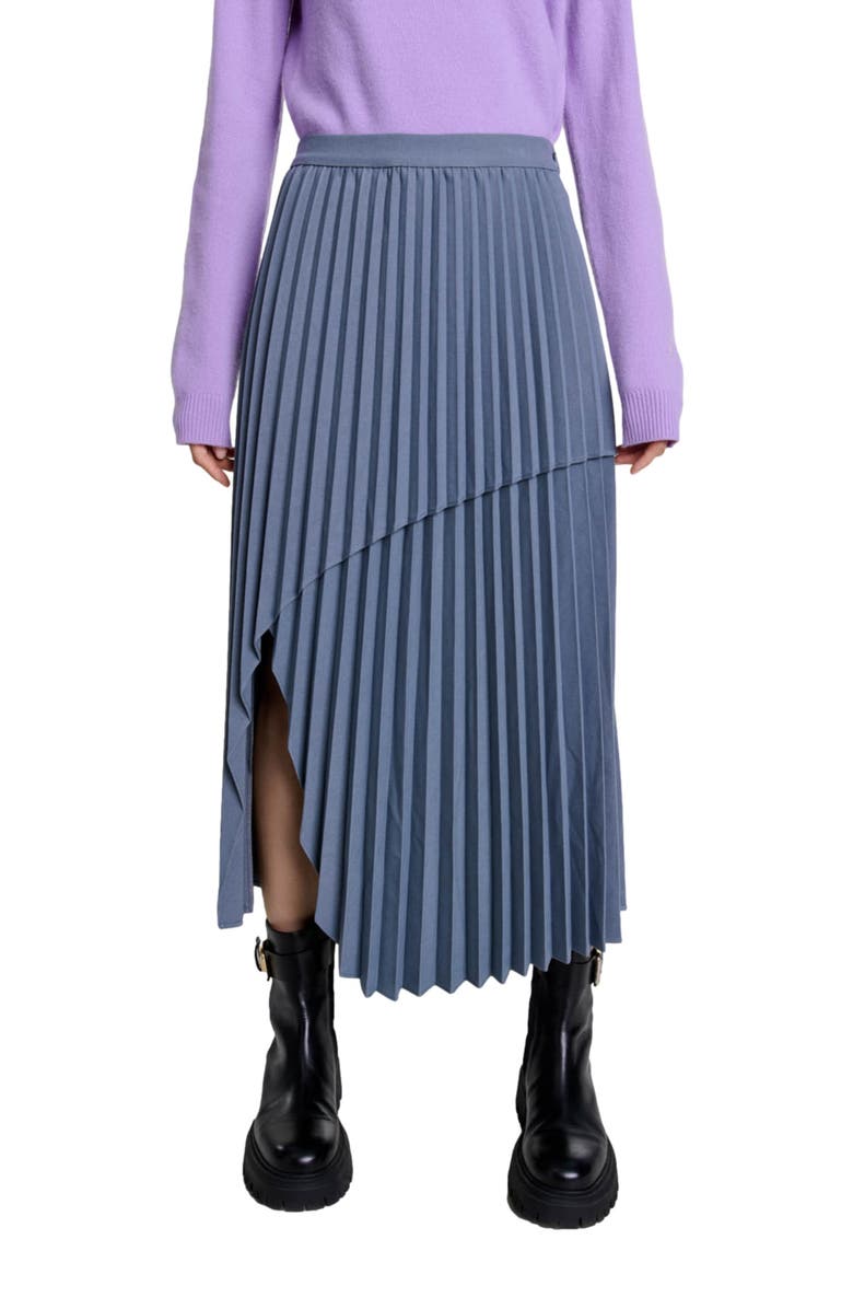 maje Asymmetrical pleated skirt, Alternate, color, 