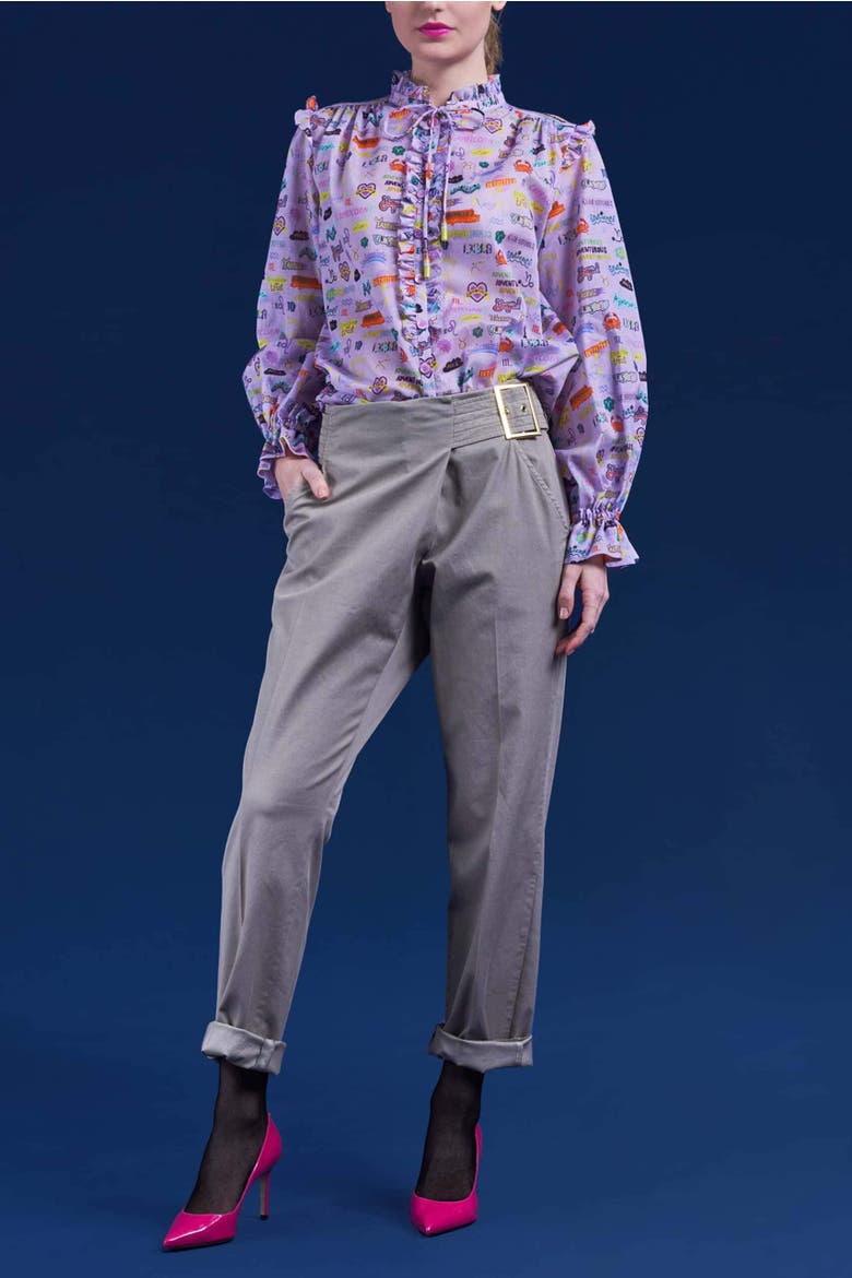 Overlay Detail Pants With Belt, Alternate, color, Stone