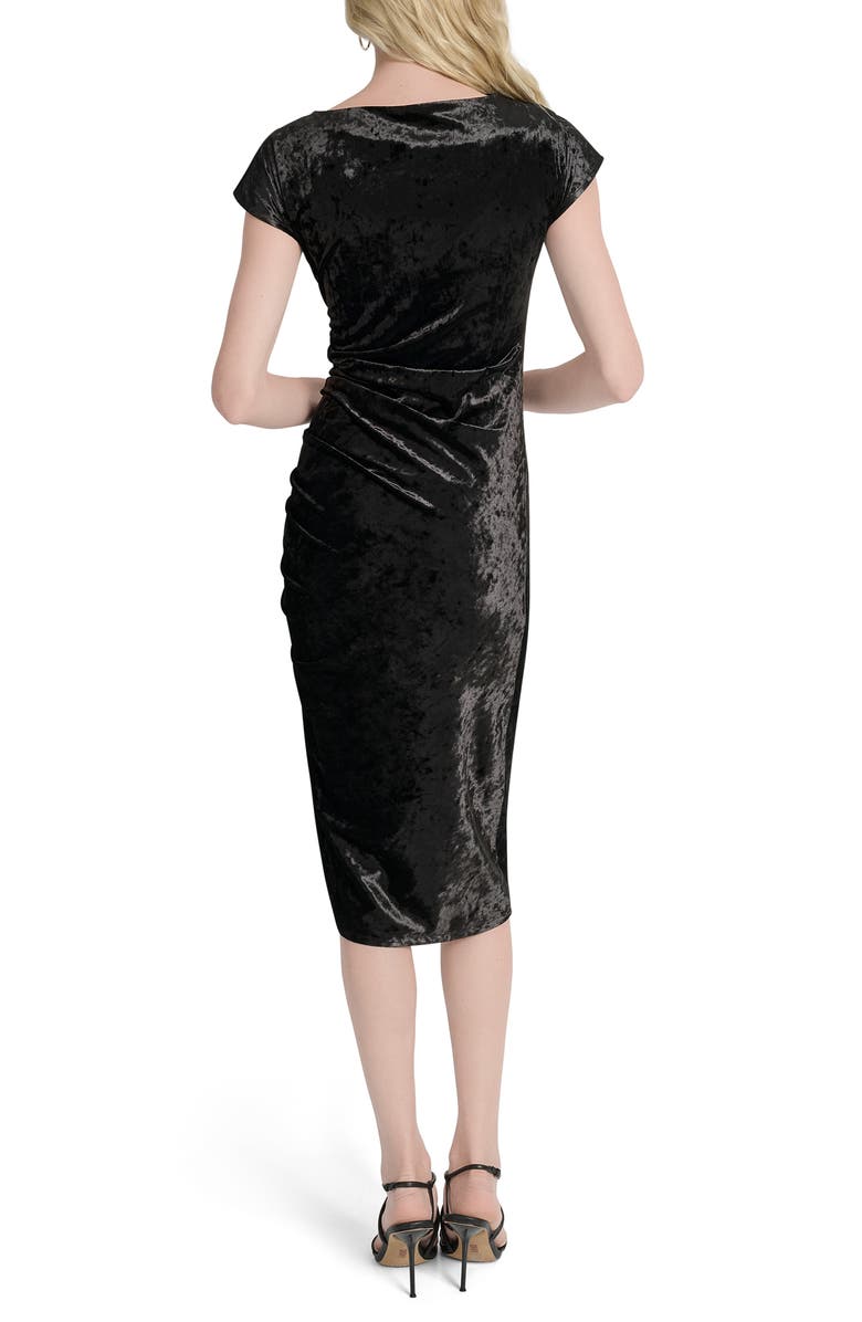 DKNY Panne Velvet Midi Dress, Alternate, color, Black