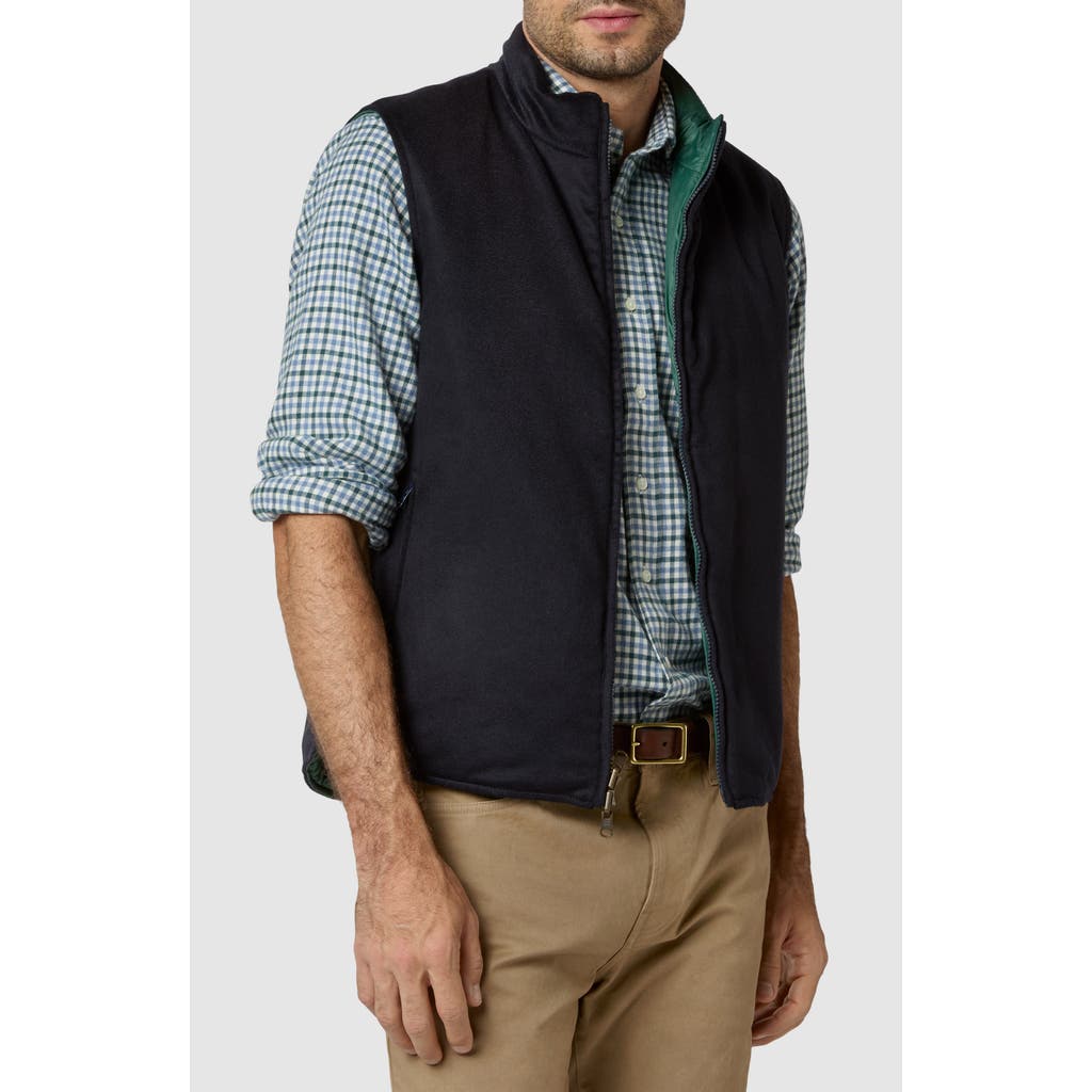 Sid Mashburn Cashpad Reversible Cashmere Flannel & Nylon Vest in Hunter Nylon/navy Cashmere Flannel