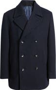 Hart Schaffner Marx Everett Wool Blend Twill Peacoat