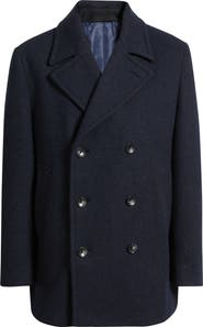 Hart Schaffner Marx Everett Wool Blend Twill Peacoat