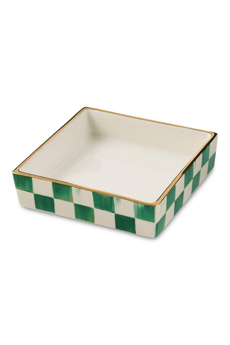 Emerald Check Cocktail Napkin Holder, Alternate, color, GREEN