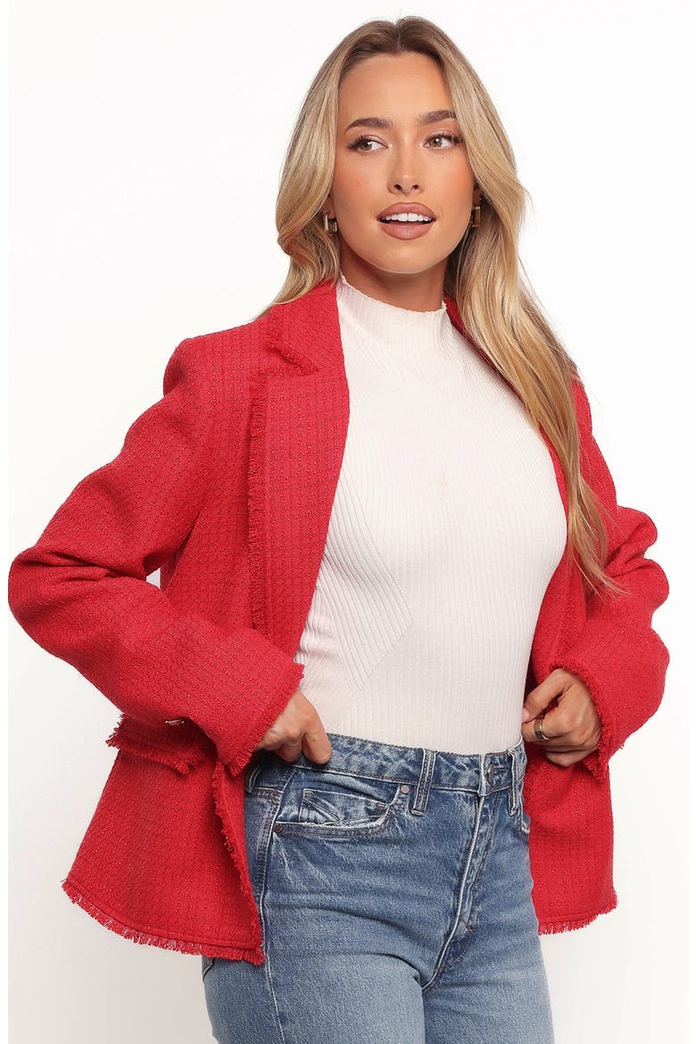 Simona Tweed Blazer, Alternate, color, RED