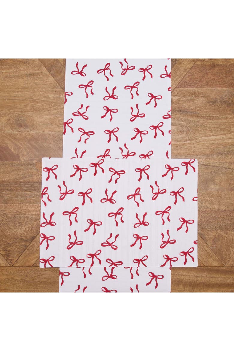 Holiday Bows and Ribbons Christmas Set of 6 Placemats 14" x 20", Alternate, color, White