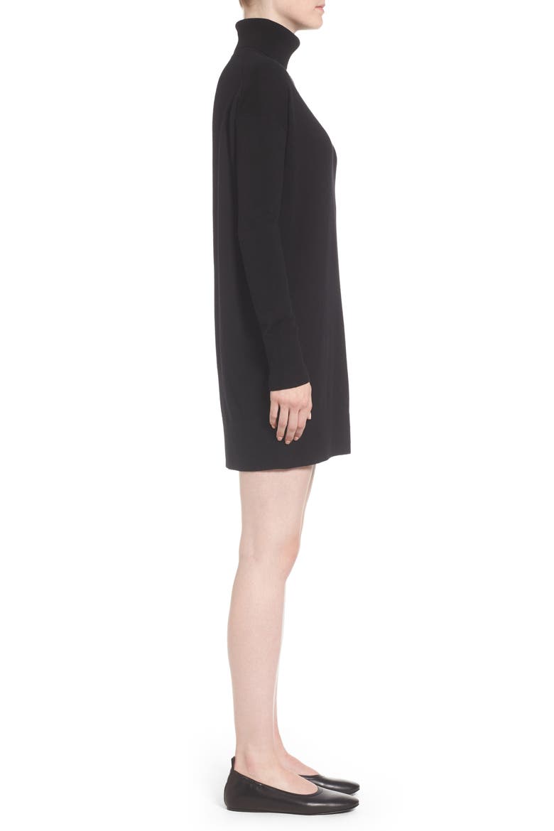 The Cashmere Turtleneck Sweater Dress, Alternate, color, BLACK