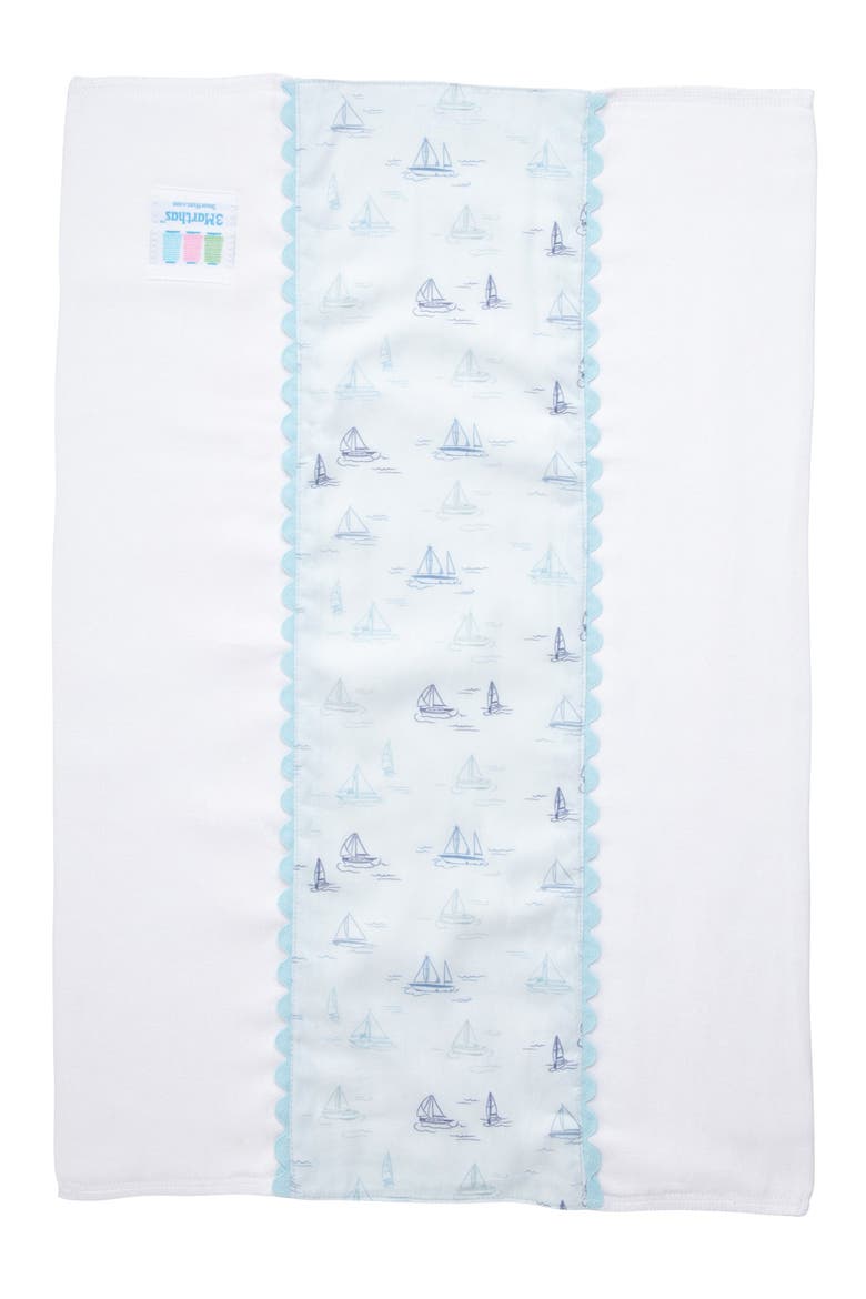 Print Fancy Fabric Burp Cloth, Alternate, color, Blue Sailboat Print