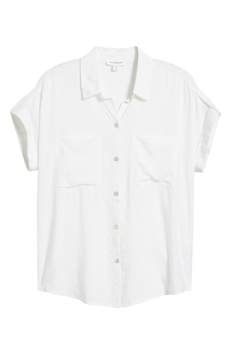 beachlunchlounge Delta Short Sleeve Button-Up Shirt, Alternate, color, White